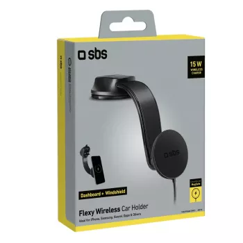 Automobilinis belaidis magnetinis telefonų įkroviklis SBS Mobile TESUPPMAG15W21 — 15W, cigarečių degiklio maitinimas, juodas