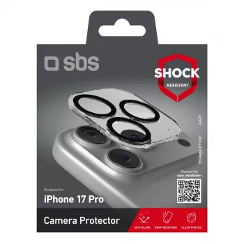 Apsauginis komplektas SBS TECAMGLIP1763P, skirtas Apple iPhone 17 Pro / 17 Pro Max – silikoninis rėmelis, grūdintas stiklas ir objektyvo apsauga, skaidrus, 1 vnt.