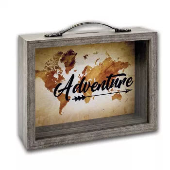 Taupyklė ZEP Vida RM1093 – medinė stiklinė taupyklė su užrašu „ADVENTURE“