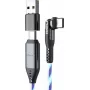 USB-C 2-in-1 laidas STATIK PowerPivot Pro 2 m su besisukančiu jungtimi ir mėlynu švytėjimu