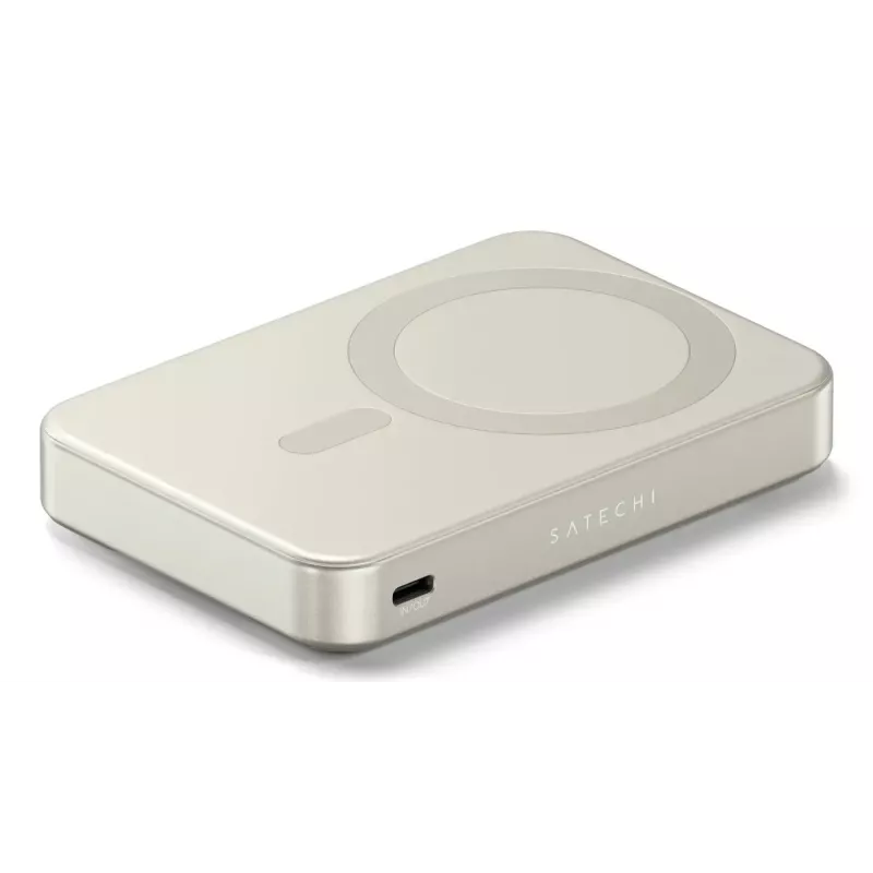 Nešiojamas powerbank'as Satechi ST-B10Q2SW 10000 mAh, belaidis įkrovimas, smėlio spalvos