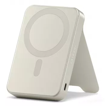 Nešiojamas powerbank'as Satechi ST-B10Q2SW 10000 mAh, belaidis įkrovimas, smėlio spalvos
