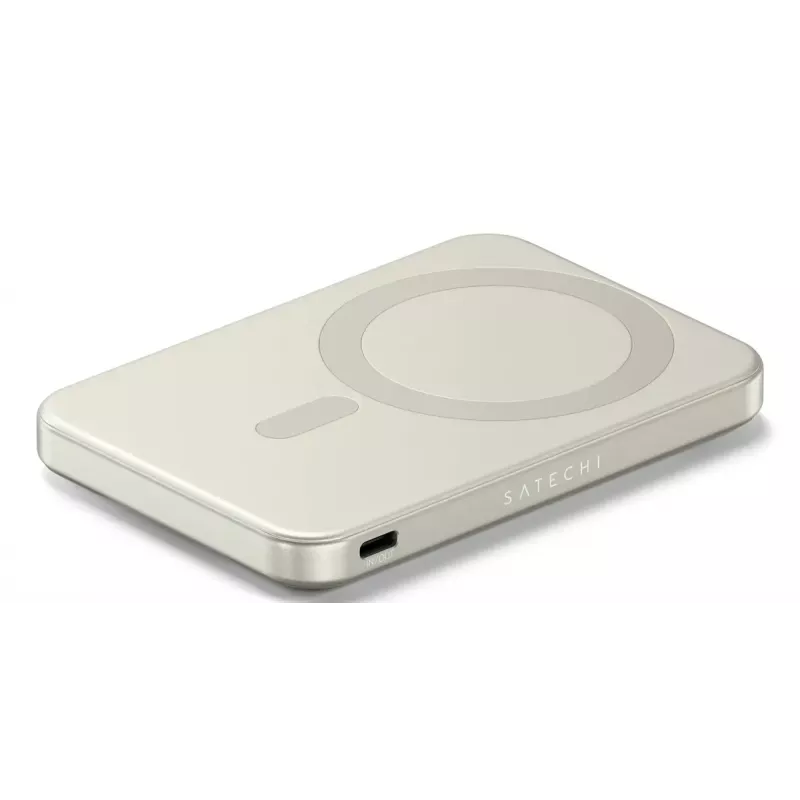 Nešiojamas powerbank Satechi ST-B5Q2SW 5000 mAh, belaidis įkrovimas, smėlio spalvos
