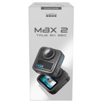 Veiksmo kamera GoPro MAX2 su 8K Ultra HD, 29,5 MP jutikliu, 100 kadrų per sekundę, LCD ekranu, GPS, Wi‑Fi — priedų rinkinys
