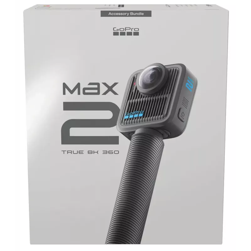 Veiksmo kamera GoPro MAX2 su 8K Ultra HD, 29,5 MP jutikliu, 100 kadrų per sekundę, LCD ekranu, GPS, Wi‑Fi — priedų rinkinys