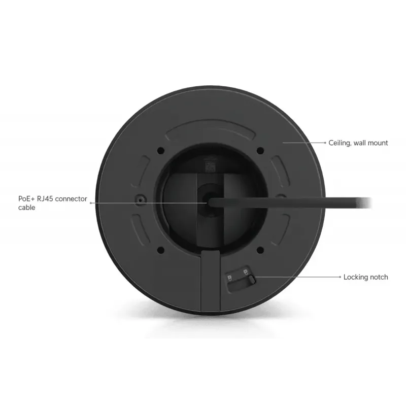 IP stebėjimo kamera UBIQUITI UVC-G6-Pro-Turret-B — 3840×2160, 1/1.2 colio CMOS, 2,36× optinis priartinimas, PoE+, lubos/siena, vidui/lauke