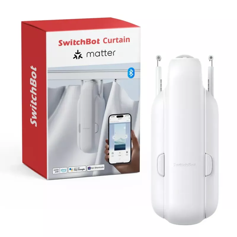 Išmanus užuolaidų variklis SwitchBot W2400000R, skirtas U bėgeliui (ES ir JK) – baterija, USB-C, 15 kg stūmimas