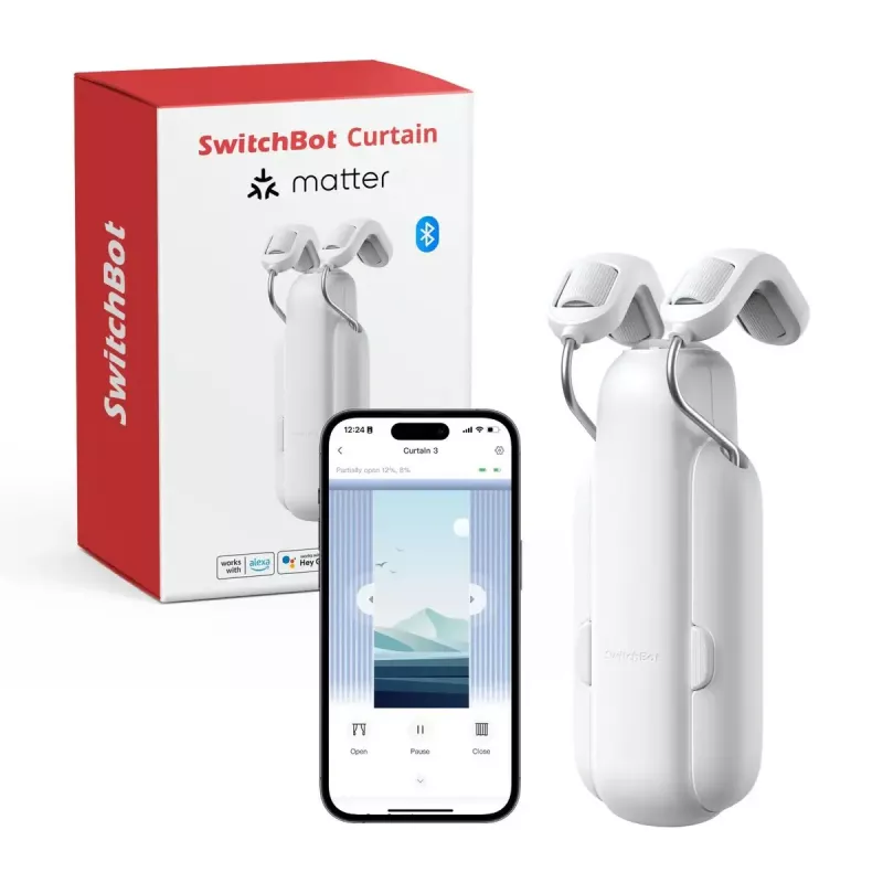 Išmanus užuolaidų variklis SwitchBot W2400000R, skirtas U bėgeliui (ES ir JK) – baterija, USB-C, 15 kg stūmimas