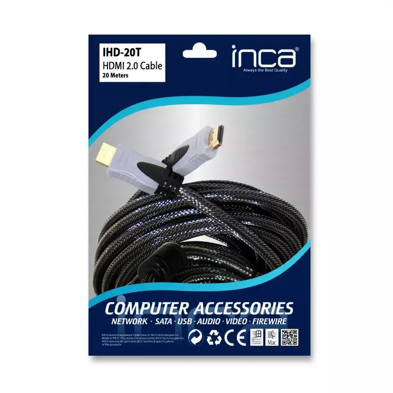 HDMI kabelis Inca IHD-20T 20 m HDMI A tipo vyriškas pilkas