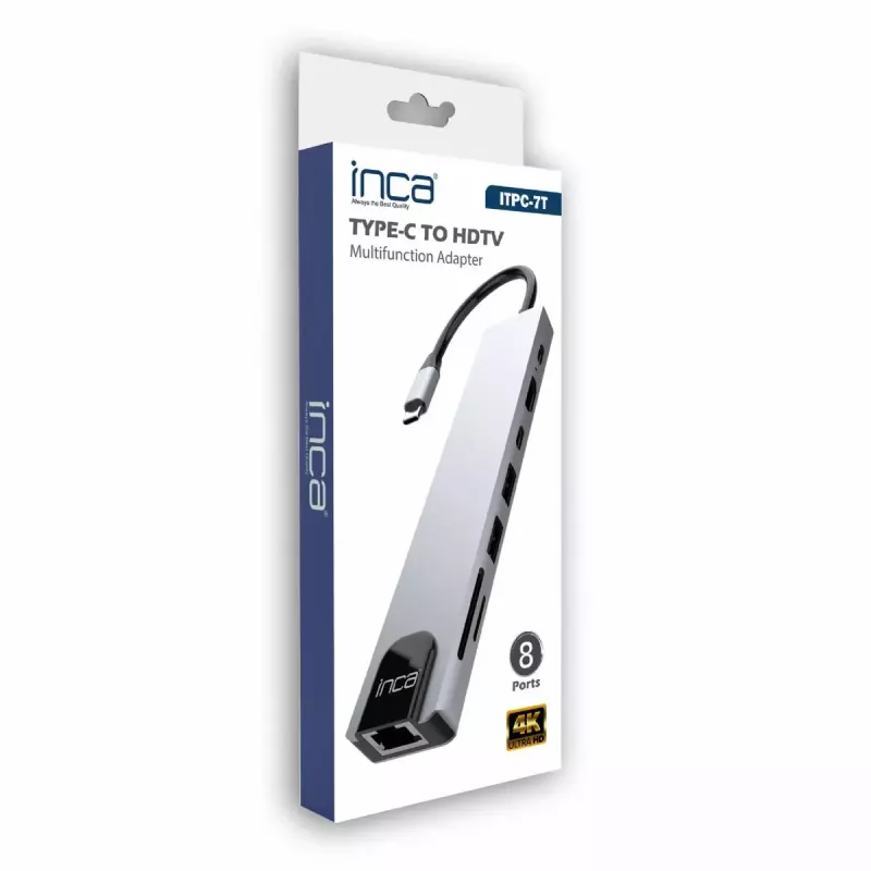 USB Type-C stotelė INCA ITPC-7T 1000 Mbit/s HDMI RJ-45 USB 2.0 USB 3.0