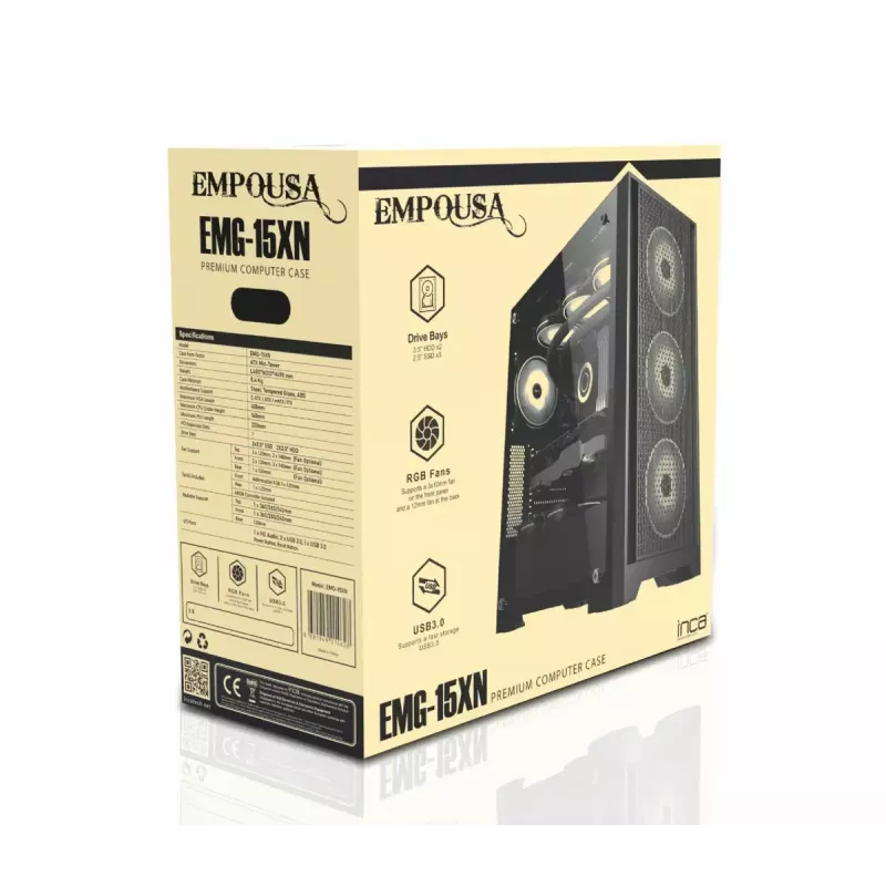 PC korpusas Inca EMG-15XN Midi Tower juodas
