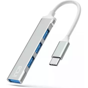 USB Hub Inca IUSB-04TX Type-C 5000 Mbit/s sidabrinis baltas