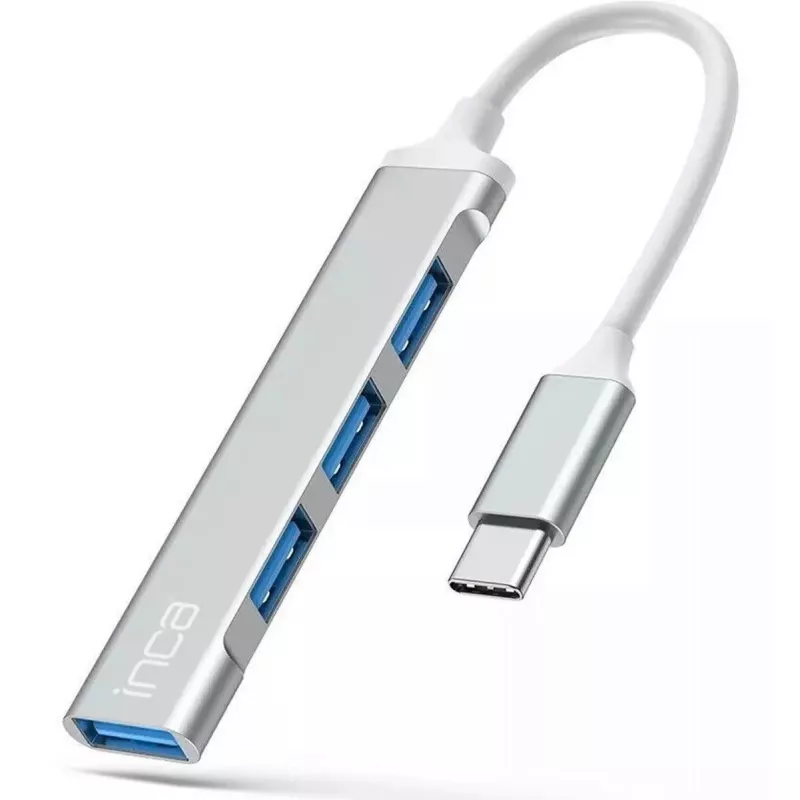 USB Hub Inca IUSB-04TX Type-C 5000 Mbit/s sidabrinis baltas