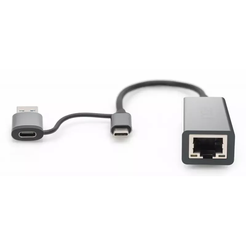 USB Hub Inca IUTP-01TX Type-A Type-C Gigabit Ethernet mėlynas