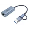 USB Hub Inca IUTP-01TX Type-A Type-C Gigabit Ethernet mėlynas