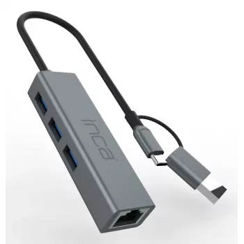 USB Hub Inca IUTP-03TX Type-A Type-C 10000 Mbit/s Pilka