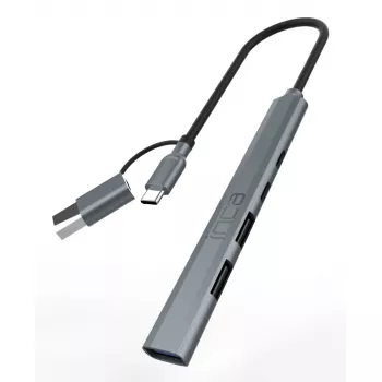 USB stebulė Inca IUTP-06TX Type-A Type-C 5000 Mbit/s pilka