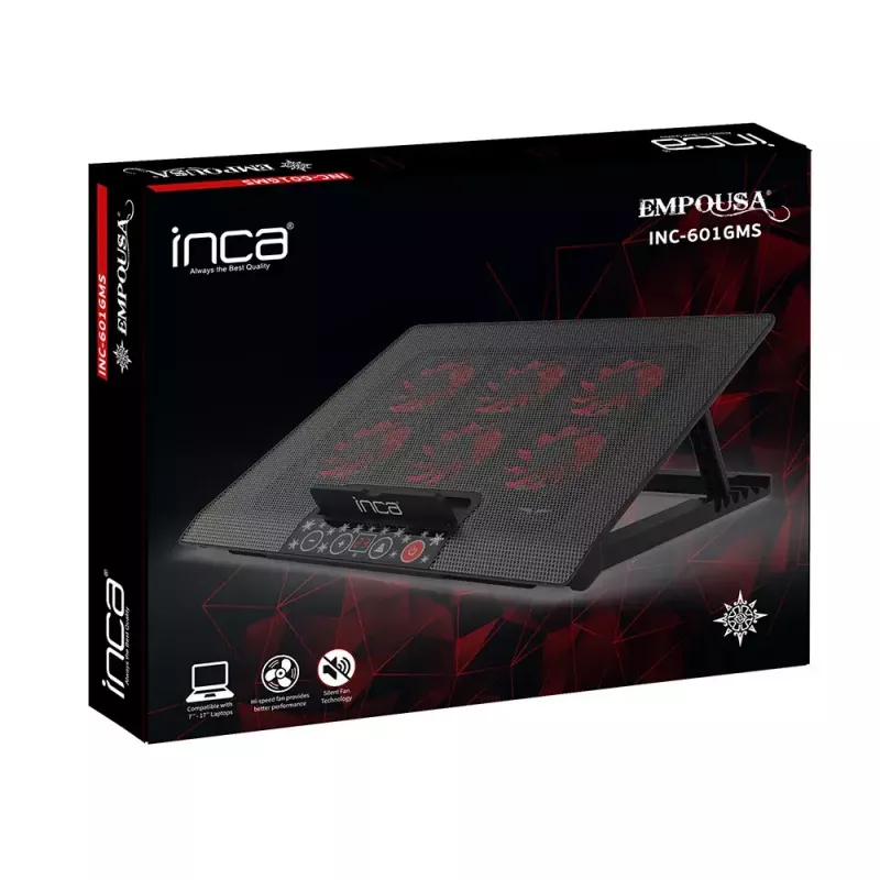 Aušinimo padėklas nešiojamam kompiuteriui Inca INC-601GMS 43,2 cm 6 ventiliatoriai USB Juodas