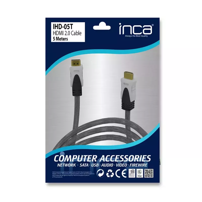 HDMI kabelis Inca IHD-05T 5 m HDMI A tipo kištukas-kištukas juodas