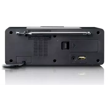 Laikrodinis radijas Lenco CR540BK – FM žadintuvas, 1,2 colio LED ekranas, reguliuojama naktinė lemputė, USB įkrovimas, stereo garsiakalbiai
