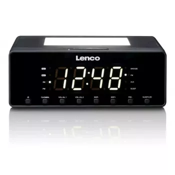 Laikrodinis radijas Lenco CR540BK – FM žadintuvas, 1,2 colio LED ekranas, reguliuojama naktinė lemputė, USB įkrovimas, stereo garsiakalbiai