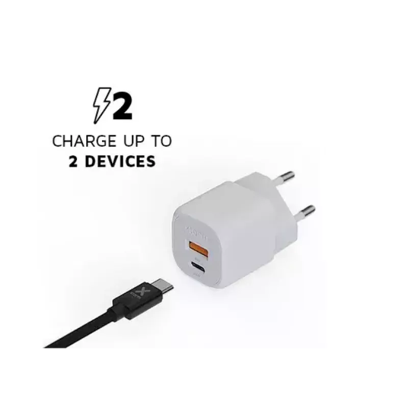 Sieninis įkroviklis Xtorm 20W GaN² Ultra — 20 W, USB-C, vidaus naudojimui, baltas