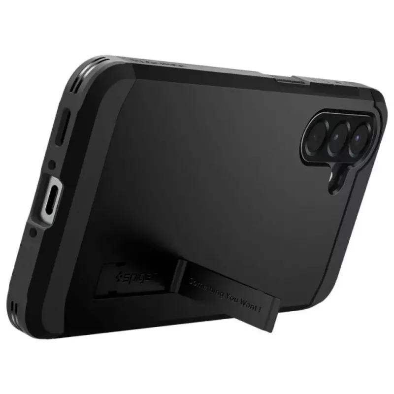 Spigen Tough Armor dėklas, skirtas Samsung Galaxy A56 5G — juodas, dviejų sluoksnių apsauginis dangtelis