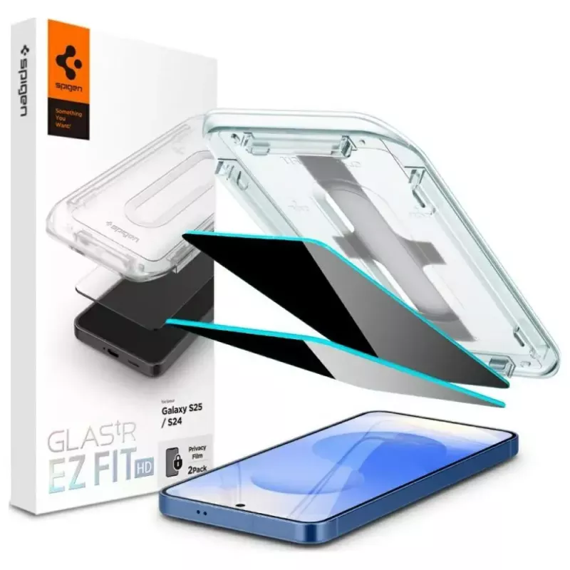 Spigen Glas.TR EZ FIT HD privatumo stiklas Samsung Galaxy S24/S25 — 2 vnt