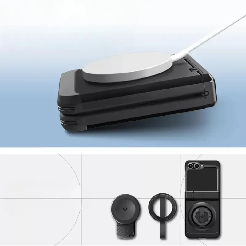 Apsauginis dėklas Spigen Tough Armor Pro Mag, skirtas Galaxy Z Flip 7 FE, juodas