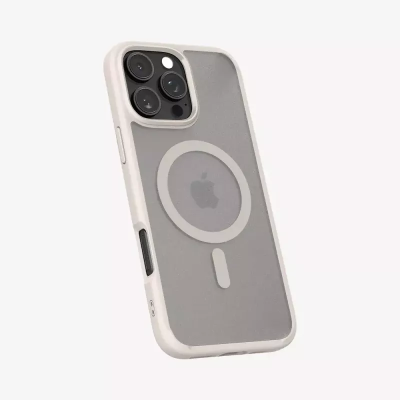 Spigen Ultra Hybrid (MagFit) mobiliojo telefono dėklas – smėlio spalvos permatomas