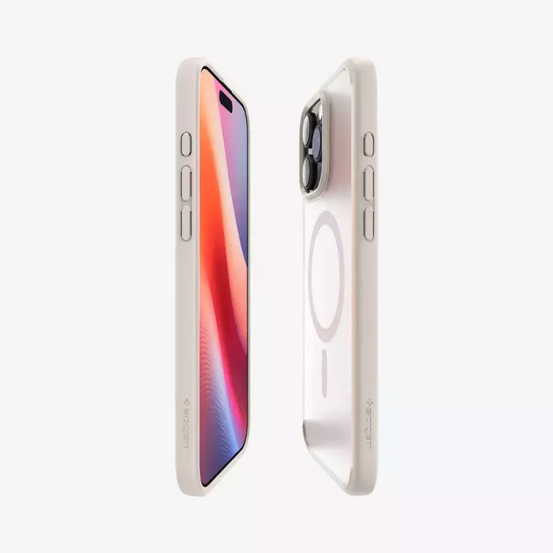 Spigen Ultra Hybrid (MagFit) mobiliojo telefono dėklas – smėlio spalvos permatomas