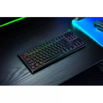Razer BlackWidow V4 Low-Profile Tenkeyless HyperSpeed klaviatūra, žaidimų, USB RF belaidė Bluetooth, QWERTY US International, juoda