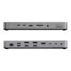 Dokų stotelė / prievadų replikatorius ALOGIC TB4DU4 — laidinis Thunderbolt, 96 W, SD/MicroSD skaitytuvas, 3,5 mm lizdas, aliuminis/ABS