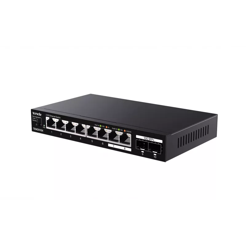 Tenda TEM2010X tinklo jungiklis 2.5G Ethernet (100/1000/2500) stalinis juodas