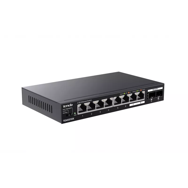 Tenda TEM2010X tinklo jungiklis 2.5G Ethernet (100/1000/2500) stalinis juodas