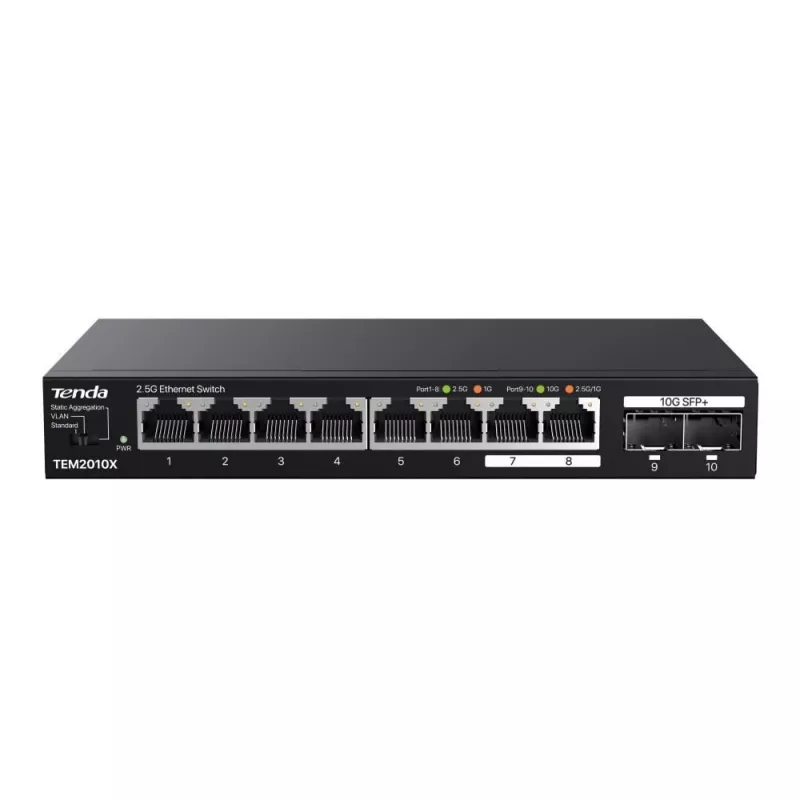 Tenda TEM2010X tinklo jungiklis 2.5G Ethernet (100/1000/2500) stalinis juodas