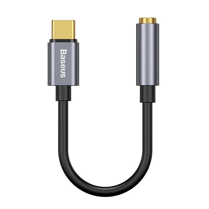 Baseus L54 garso adapteris USB-C + 3,5 mm mini jack (juoda-pilka)