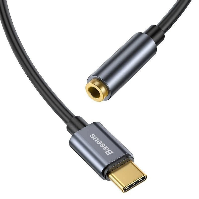 Baseus L54 garso adapteris USB-C + 3,5 mm mini jack (juoda-pilka)
