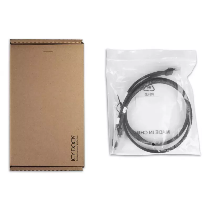 ICY DOCK - SlimSAS 8i SFF-8654 į 2x SlimSAS 4i SFF-8654 laidas - 0,5 m