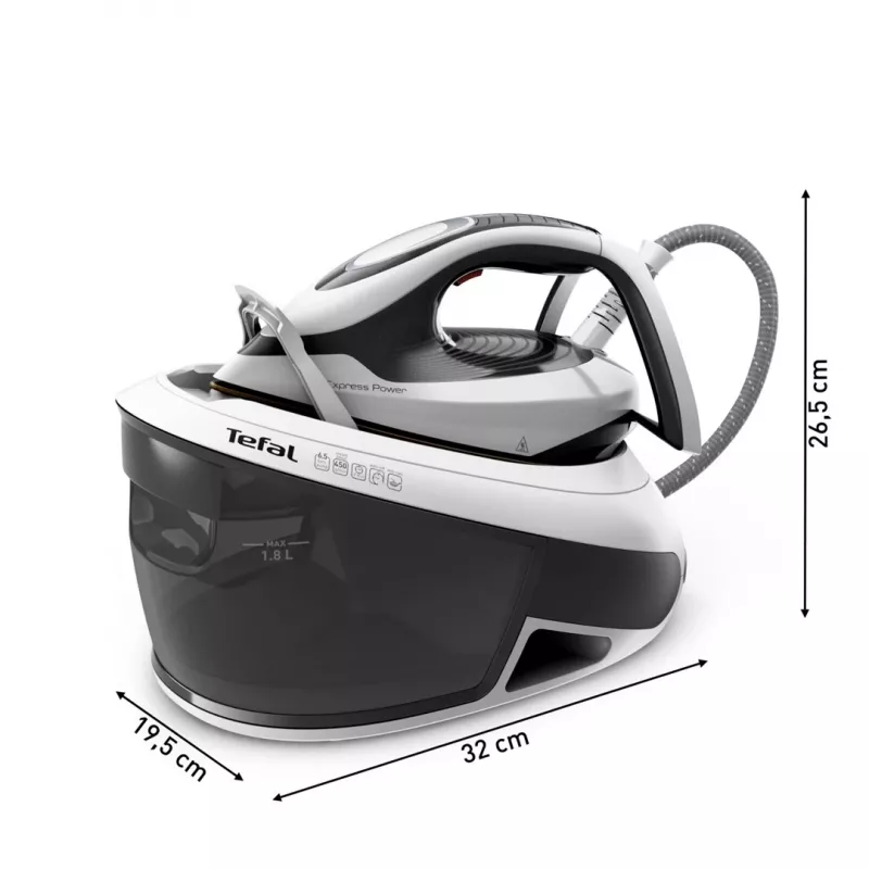Tefal Express Power SV8130 2800 W 1.8 L lygintuvas su garo generatoriumi Durilium AirGlide Autoclean padas Juoda, Balta