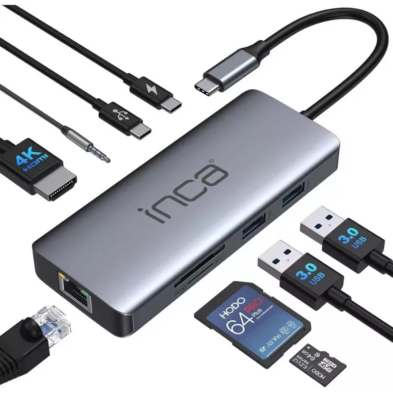 INCA ITPC-10TX USB-C 9-in-1 adapteris