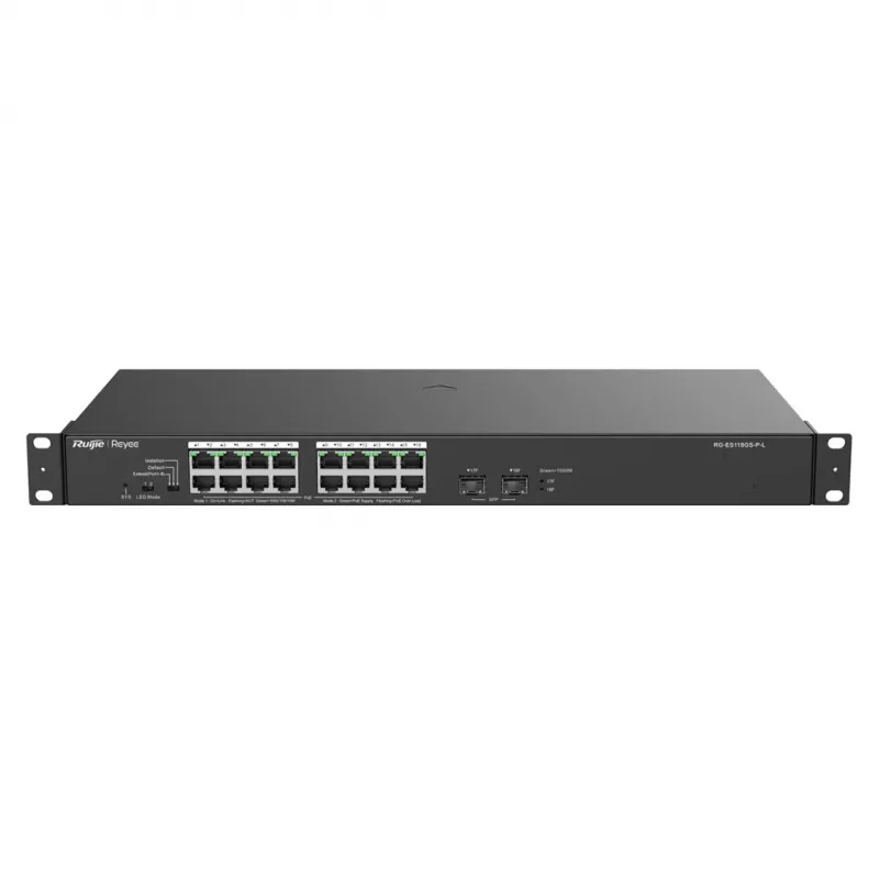 Reyee 16 prievadų 1000Mbps + 2 Gigabit SFP prievadai, 16 prievadų su PoE/PoE+ - tinklo jungiklis - 1 Gbps