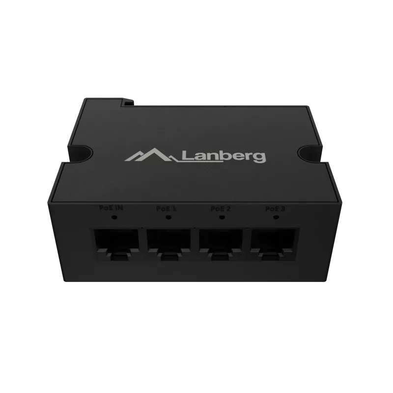 Switch Lanberg DIN-GE4-BT-90W 1xIN 3xOUT 1GB PoE Extender Gigabit Ethernet Din Rail BT 90W