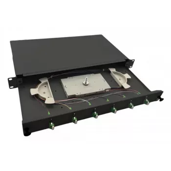 helos Skaidulinė optinė 19 dėžė su 6 x LC/APC Duplex OS2, suvirinta, juoda