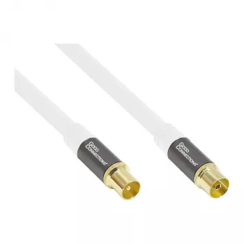 Anteninis kabelis SmartFLEX, IEC/Koax kištukas ir lizdas, auksuotas, keturgubai ekranuotas, ekranavimo lygis 120 dB, baltas, 1,5 m, Good Connections® (GC-M2042)