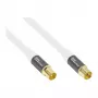 Anteninis kabelis SmartFLEX, IEC/Koax kištukas ir lizdas, auksuotas, keturgubai ekranuotas, ekranavimo lygis 120 dB, baltas, 1,5 m, Good Connections® (GC-M2042)