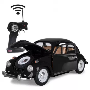 Jamara VW Beetle RC liejimas 1:18 juoda 27 MHz - nuotoliniu būdu valdomas elektrinis RC automobilis