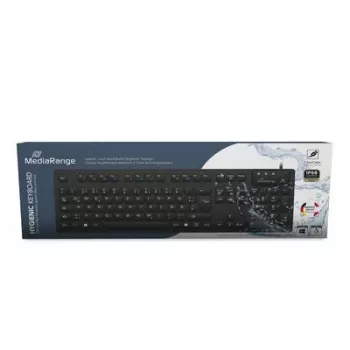 MediaRange laidinė higieninė klaviatūra, QWERTZ, IP68, 1.5 m, juoda