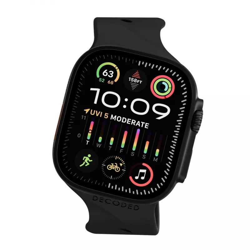 Decoded Silicone Ares Splice Band – Silikoninis dirželis Apple Watch 44/46/49 mm (juodas)