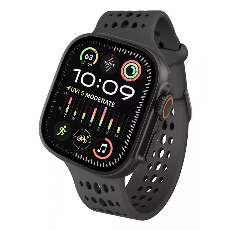 Decoded Silicone Ares O Band - Silikoninis dirželis, skirtas Apple Watch 44/46/49 mm (juodas)